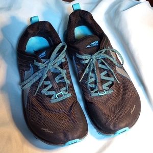 Altra Timp 1.5 Men’s Running Shoes Zero Drop Black Blue Gaiter Trap Toe sz 10